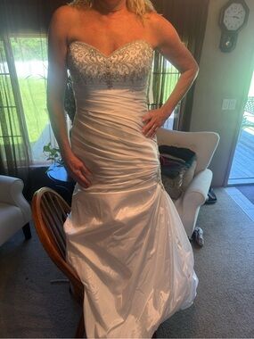 Strapless White Beaded Mermaid Wedding Dress